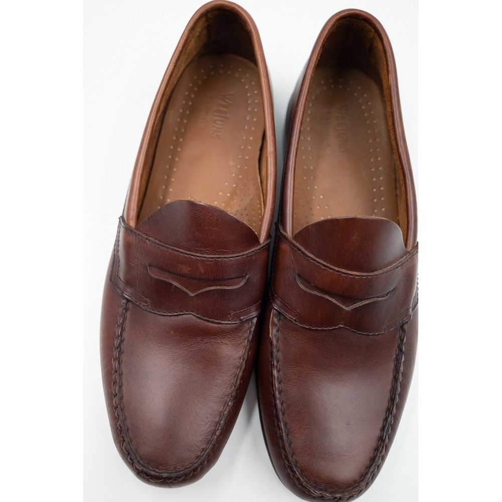 GH Bass Weejuns Logan Shoes Men's 10 D Brown Leather Penny Loafers Moc Slip Ons